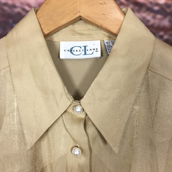 Vintage Avant garde gold iridescent pearl button top size 10 dark academia - Picture 4 of 8